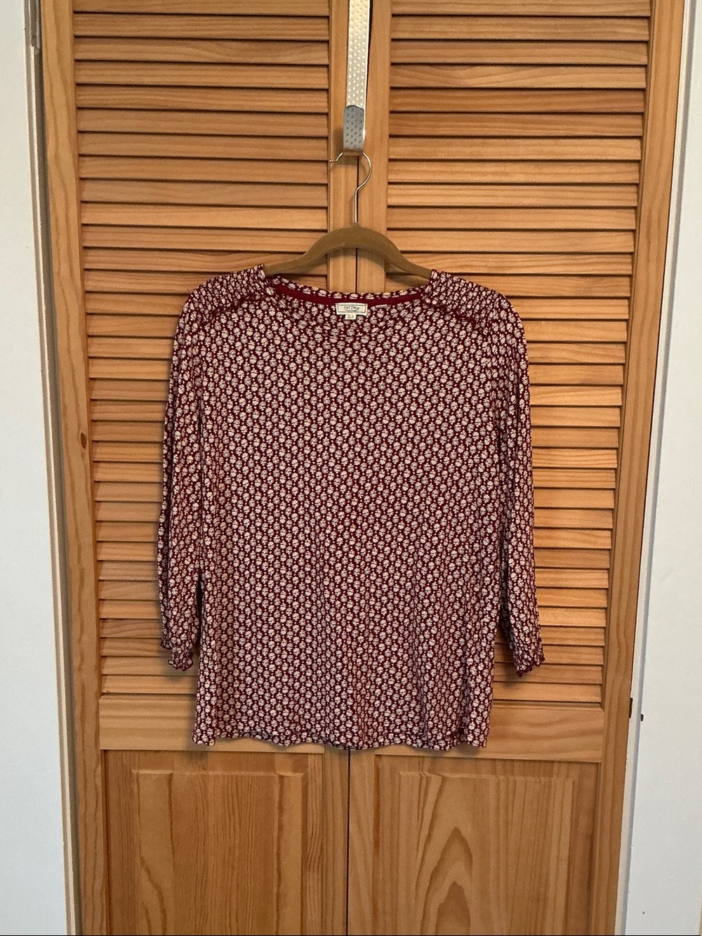 Fat Face Maroon and White Geometric Long-Sleeve Top